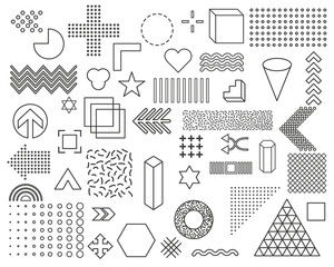 A set of geometric shapes with different composition elements. Ideal for magazines, flyers, billboards, sales.