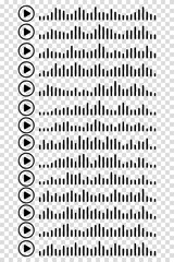 Audio wave. icon sound song. podcast set waves. Symbols on transparent isolated background. Voice message. Vector illustration. EQ