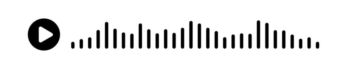 Audio wave. icon sound song. EQ. Podcast wave. Symbols on isolated background. Voice message. Vector illustration.