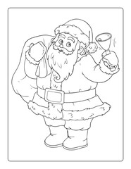 Coloring Page, Santa Ringing His Bell Coloring Picture, Christmas List, christmas activities