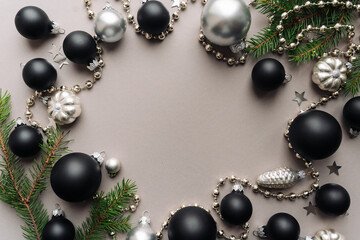 Christmas table decorated with colorful balls 