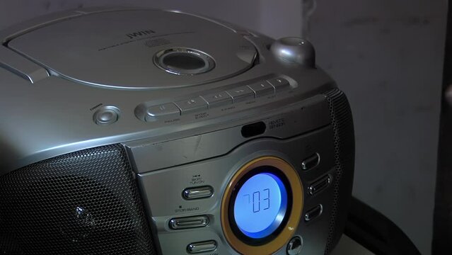 Old Retro Radio and CD Player. Close Up.