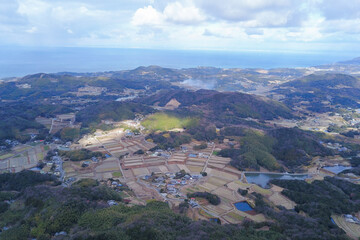 Obraz premium 日本の田舎風景・ドローン撮影