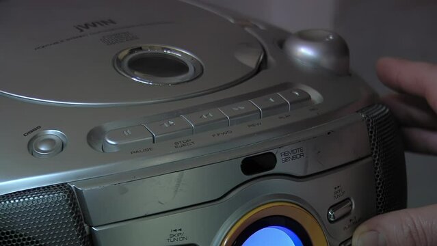 Old Retro Radio and CD Player. Close Up.