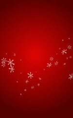 Gray Snowfall Vector Red Background. Xmas