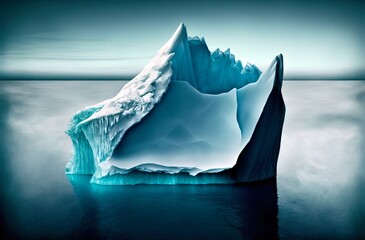 Iceberg in polar regions. Antarctica. Greenland. Hidden threat or danger concept. Global warming. Melting glacier. Underwater in the ocean.