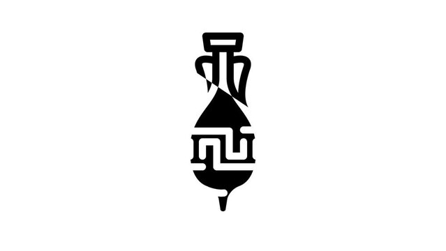 greek amphora line icon animation