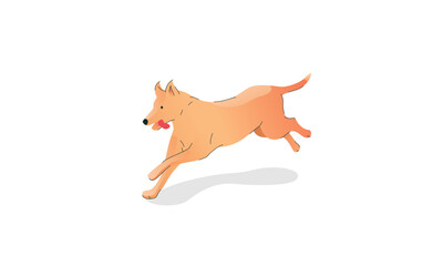 Vector illustration of a big running dog. Red dog on a white background. Happy dog is playing outdoors.