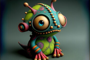 Cute baby alien creature toy Generative AI