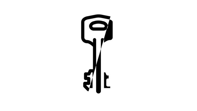 old key line icon animation