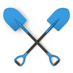 Set of garden shovel or trowel with wooden handle on white , summer camping