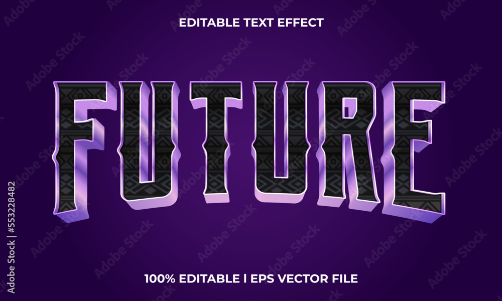 Poster future text effect editable modern lettering typography font style, glossy 3d text for tittle