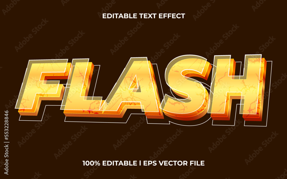 Poster flash text effect editable modern lettering typography font style, trendy 3d text for tittle.