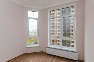 Windows in a new room, after renovation, interior design, living room interior design concept