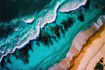 Fototapeta premium Beach shore top view Generative AI