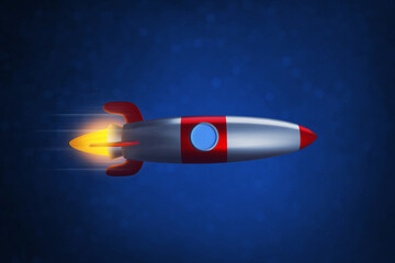 Naklejka na ściany i meble Rocket on space 3d illustration