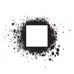 Fototapeta na wymiar Spray painted square dot frame. Paint circular rectangle vector splatter spray.