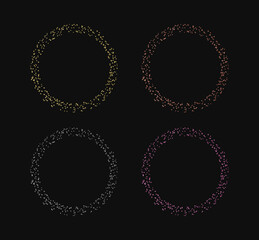 Golden, rose gold, pink and silver confetti round frames
