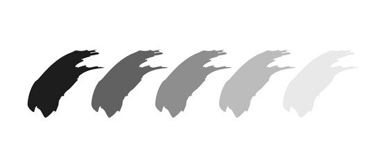 Brush stroke set isolated on white background.Collection of brush stroke for black ink paint, grunge backdrop, dirt banner,watercolor design and dirty texture.Creative art concept, vector illustration