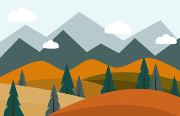 Vector illustration of autumn landscape mountains