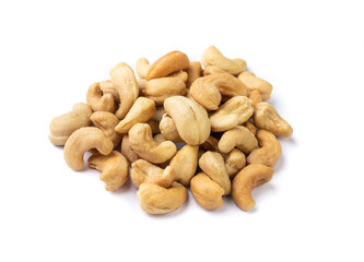 A group of cashew nuts isolated over white background