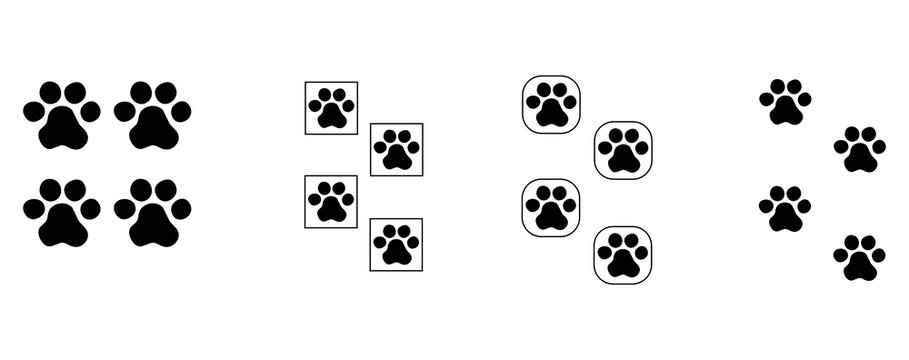 dog paw vector. Paw print vector design. A set of dog paw design.
