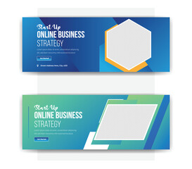 Start up online business strategy Facebook cover banner template design 