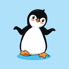 vector cute happy penguin cartoon icon illustration. animal nature icon
