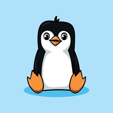 vector cute happy penguin cartoon icon illustration. animal nature icon