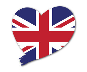 flag of UK design template. Heart and brush stroke. United Kingdom, Union Jack.