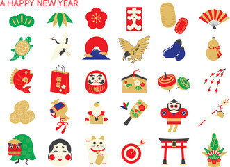 お正月・縁起物イラスト素材セット