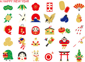 お正月・縁起物イラスト素材セット