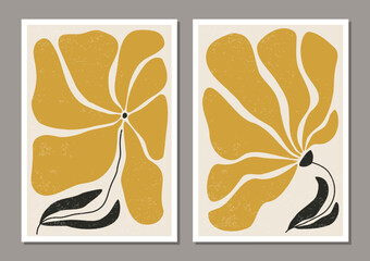 Obraz premium Set of Matisse style contemporary collage botanical minimalist wall art poster