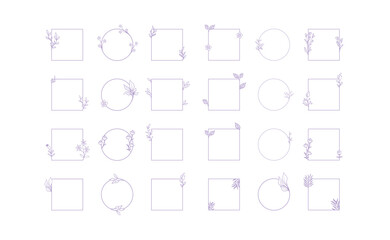 Fototapeta premium Floral decorative vector frame. Circle and square shaped frame. Elegant ornaments.