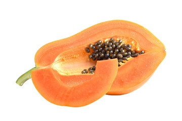 Ripe yellow papaya fruit  on transparent png