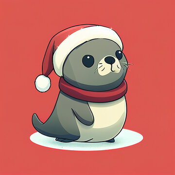 Świąteczna foka - Generative AI