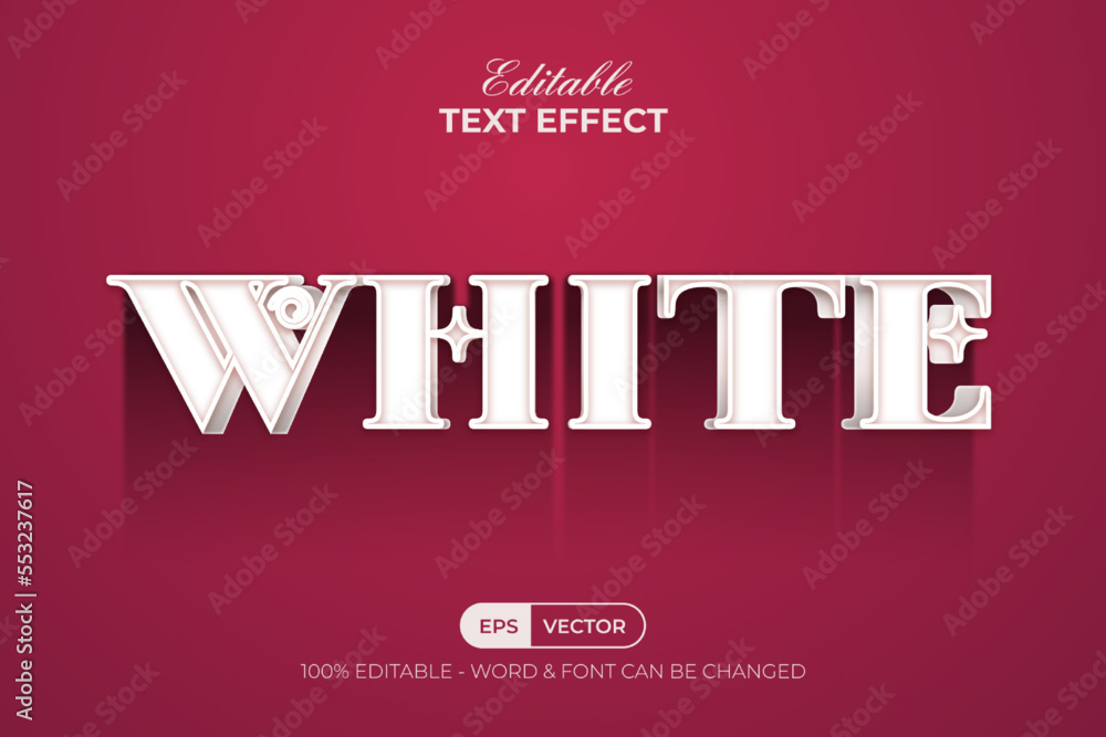 Poster 3d white text effect long shadow style. editable text effect red background.