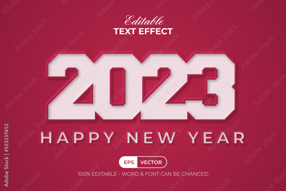 Poster happy new year 2023 text effect background. editable text effect viva magenta color of the year.