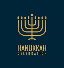 gold hanukkah candle on blue background vector stock