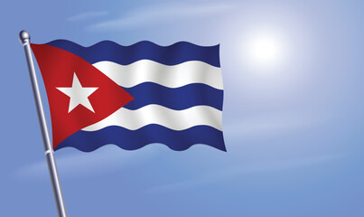 Cuba flag against a blue sky