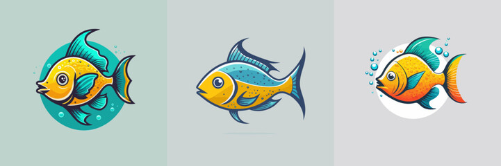 cute fish in cartoon vector illustration sea animal for logo icon or mascot