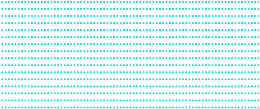 Turquoise dot pattern on white background. Straight dot pattern for backdrop and wallpaper template. Simple classic polka dot lines with repeat stripes texture. Polka background, vector illustration