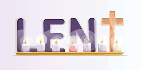 Lent season concept with a cross and candles