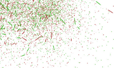Red white and green isolated confetti overlay