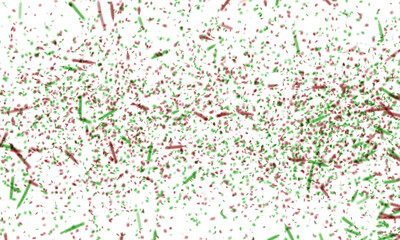 Red white and green isolated confetti overlay