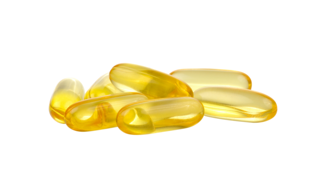 Fish oil capsule isolated on  transparent png