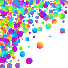 Luxury party confetti scatter vector illustration. Rainbow round particles carnival decor. Surprise burst falling confetti. Prize event decor background. Fun greeting.