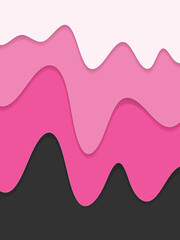 pink papercut background concept design. Pink black and white paper cut background with waves. abstract pink wavy papercut dimension layers with shadow and light background. Abstract paper cut slime.