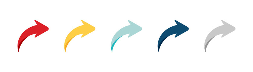 Arrow icon set. Colored arrow symbols. Arrow of different types. Arrow isolated vector graphic elements.