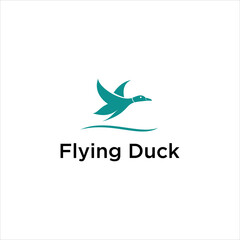 flying duck mallard migration logo design vector